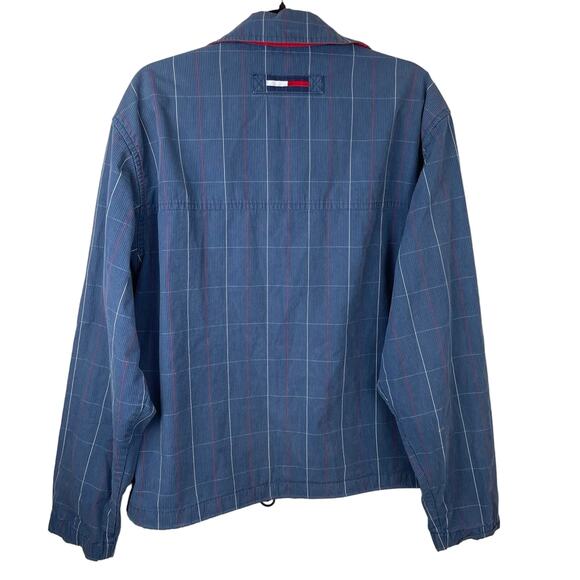 Tommy Hilfiger Vintage Zip Up Jacket Hooded Blue Red Plaid Lined Coat Size Small - Picture 9 of 12